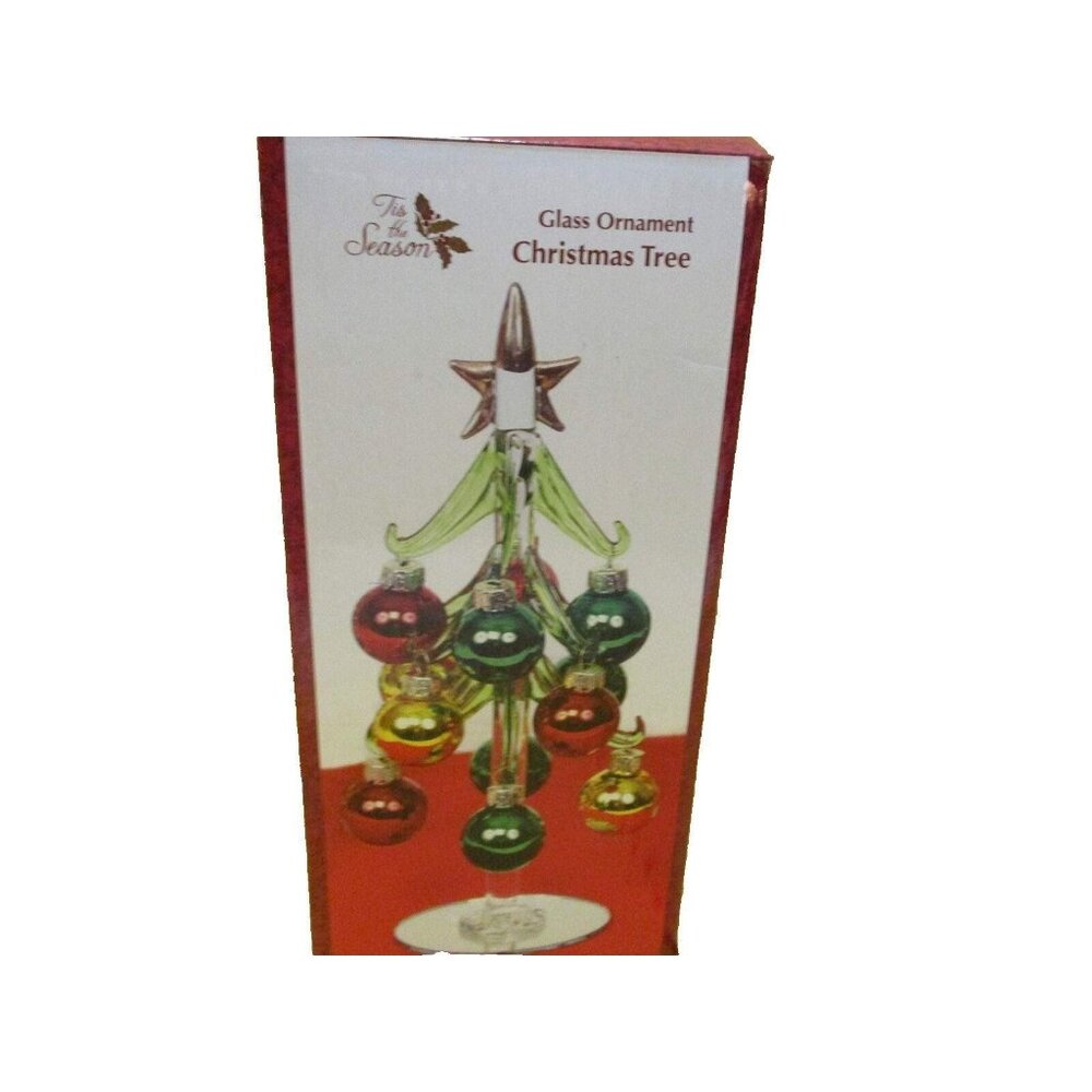 Holiday Tis The Season Christmas Tree All Glass Ornament 8"